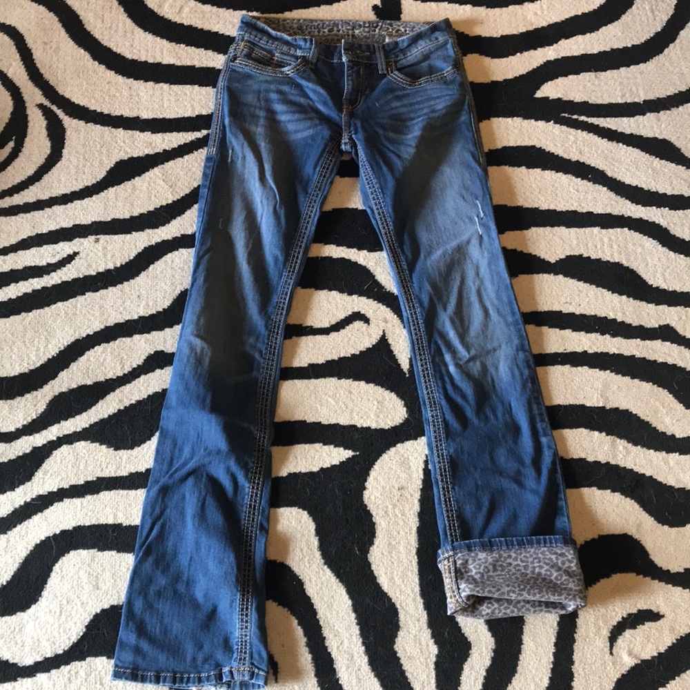 CRUEL GIRL boot cut leopard print jeans 1XL